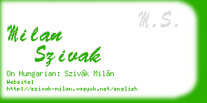 milan szivak business card