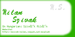 milan szivak business card